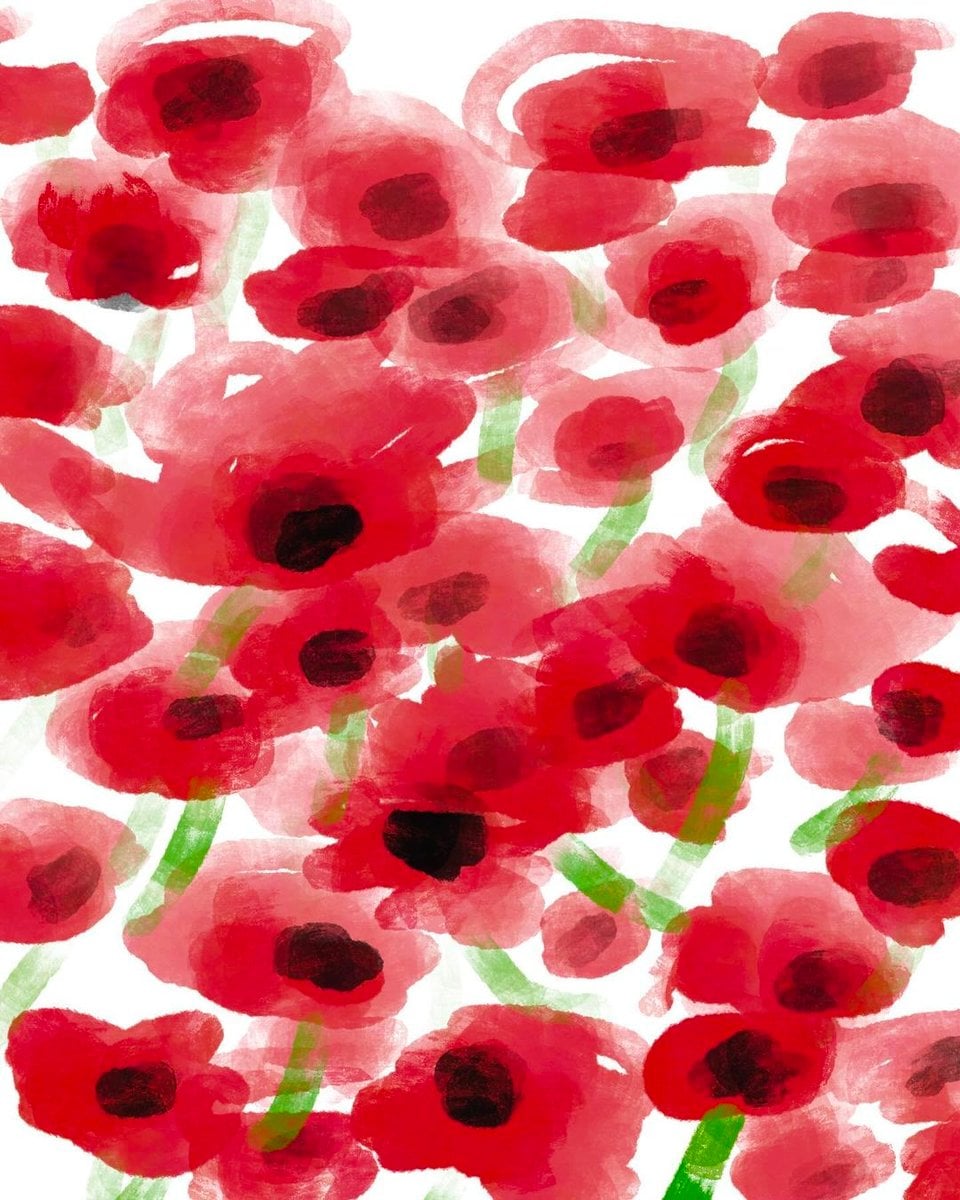 digital painting of a field of poppies